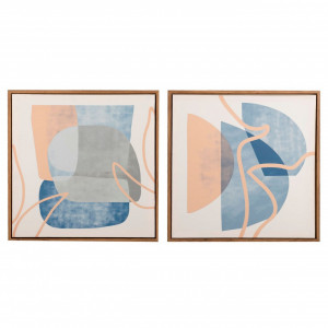 Set de 4 tablouri abstracte Garpe Interiores, panza/lemn, multicolor