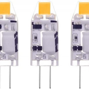 Set de 5 becuri Terarrell LED COB G4, AC/DC 12V, 1.2W echivalent cu 12W, alb cald, 3000K, 120 lumeni - Img 1