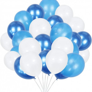 Set de 50 baloane Jiaer Sentai, latex, alb/albastru, 30 cm - Img 1