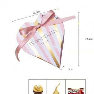 Set de 50 cutii pentru bomboane JinSu, carton, alb/roz/auriu, 10,5 x 12,5 x 5 cm - Img 5