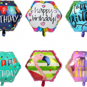 Set de 6 baloane aniversare Odimibo, folie, multicolor, 56 cm
