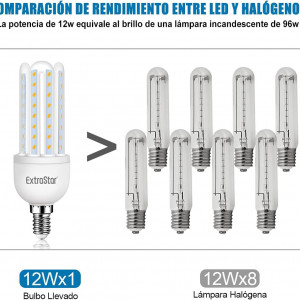 Set de 6 becuri Extrastar, LED, metal/plastic, alb cald, 13,2 x 4,2 cm, 12W - Img 4