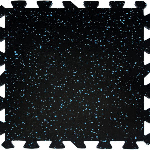 Set de 6 covorase interconectate Nisorpa, cauciuc, negru/albastru, 48,5 x 48,5 cm