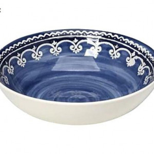Set de 6 farfurii pentru supa Kyla, ceramica, alb/albastru, 16 x 9 cm