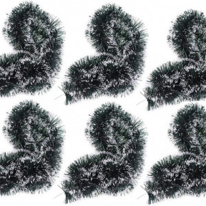 Set de 6 ghirlande pentru Craciun Hpamba, plastic, verde/alb, 2 m x 9 cm - Img 1
