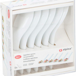 Set de 6 lingurite Alpina, PVC, alb, 12,5 cm