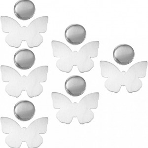 Set de 6 pandative magnetice pentru fata de masa BESTonZON, otel inoxidabil, fluturas, argintiu, 7,2 x 5 cm - Img 1