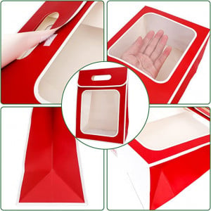 Set de 6 pungi cadou Qpout, plastic/hartie, rosu/alb/ 21,5 x 13 x 21cm - Img 6