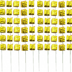 Set de 60 minicadouri pe sarma pentru proiecte DIY Mijoma, metal/folie, auriu, 2,5 x 2,5 x 2,5 cm / 10 cm - Img 1