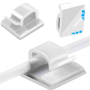 Set de 60 organizatoare pentru cabluri Bosdontek, plastic, alb, 1,4 x 0,9 cm