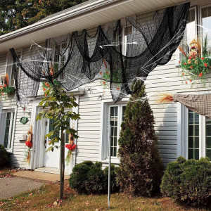 Set de 7 carpe si 2 panze de paianjen pentru Halloween Skoolove, textil, negru/alb, 80 x 180 cm - Img 4