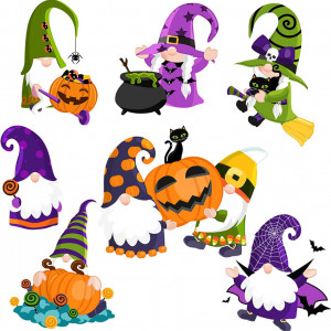 Set de 7 decoratiuni de gradina pentru Halloween Bdecoll, plastic, multicolor - Img 4