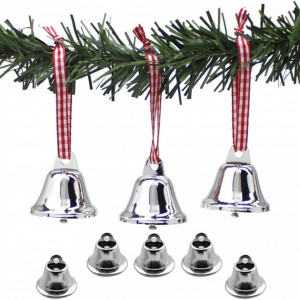 Set de 70 clopotei pentru brad Hpamba, metal, argintiu, 25 x 16 mm - Img 7