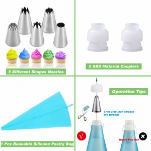 Set de 8 accesorii pentru decorare tort FATUXZ, otel inoxidabil/silicon/plastic, multicolor - Img 4