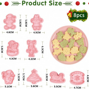 Set de 8 forme pentru biscuiti de Craciun Sunshine smile, plastic, roz - Img 7