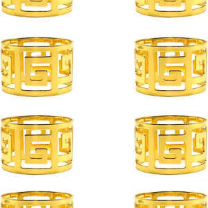 Set de 8 inele pentru servetele Zimjoy, metal, auriu, 3 x 4,5 cm