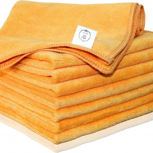 Set de 8 lavete de curatare, poliester/microfibra, portocaliu, 25 x 25 cm
