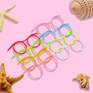 Set de 8 ochelari cu paie pentru bauturi Jeffouoooo, plastic, multicolor, 13,5 x 5,2 cm