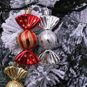 Set de 8 ornamente pentru brad Winwild, plastic, argintiu, 5 x 12 cm