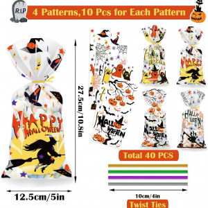 Set de 80 saculeti de Halloween FullJoyHut, polipropilena, multicolor, 27.5 x 12.5 cm - Img 7