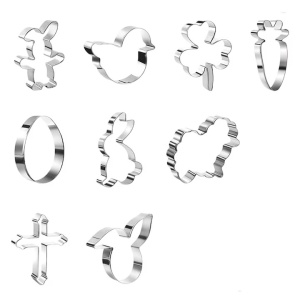 Set de 9 forme pentru prajituri Joyoldelf, model Paste, otel inoxidabil, argintiu