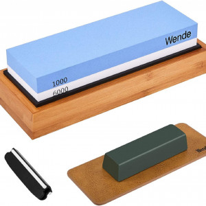 Set de ascutire pentru cutite WENDE Whetstone, piatra/lemn, multicolor, 21 x 9 cm - Img 1