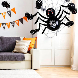 Set de baloane decorative cu autocolante pentru Halloween PHIEZC, cauciuc, negru - Img 7