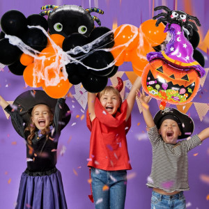 Set de baloane pentru Halloween Miotlsy, latex/folie, portocaliu/negru, 50 piese - Img 2