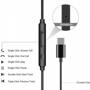 Set de casti USB-C cu microfon incorporat si cablu USB ZJXD, plastic/nailon/metal, albastru/negru - Img 7