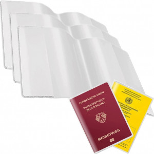 Set de coperti pentru pasaport/carnet Parti, 3 piese, plastic, transparent, 200 x 138 mm - Img 1