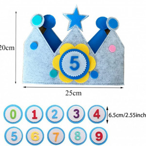 Set de coroana cu numere pentru aniversare copii Bayge, pasla, multicolor, 20 x 25 cm - Img 5