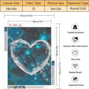 Set de creatie cu diamante 5D Generic, model inima, panza/rasina, multicolor, 30 x 40cm - Img 5