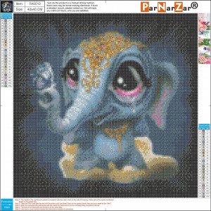 Set de creatie cu diamante ParNarZar, model elefantel, multicolor, 40 x 40 cm