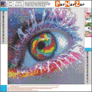 Set de creatie cu diamante ParNarZar, panza/rasina, model ochi, multicolor, 25 x 30 cm - Img 7