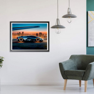 Set de creatie cu diamante Showker, model masina, multicolor, 30 x 40 cm - Img 5