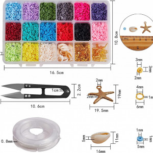 Set de creatie pentru coliere/bratari SHEGRACE, plastic/metal, multicolor, 15 culori, 6 mm - Img 7