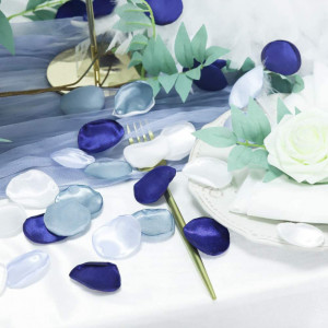 Set de cutie din lemn si 200 petale artificiale de trandafir N&T NIETING, matase, alb/albastru, 8 x 12 x 12 cm/ 4-5 cm - Img 6