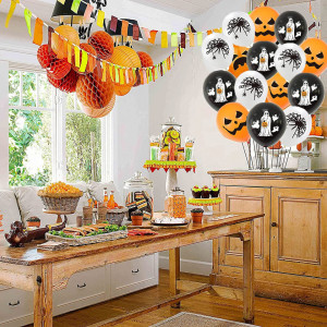 Set de decoratiuni pentru petrecerea de Halloween YANGJI, folie/latex, multicolor, 16 piese