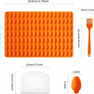 Set de forma pentru biscuiti cu pensula si razuitor de aluat Yosemy, portocaliu, silicon, 29,8 x 19,9 cm / 21 x 3 cm - Img 3