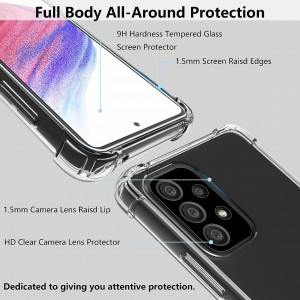 Set de husa cu folii de protectie ecran si camera pentru Samsung Galaxy A53 Gimane, policarbonat /TPU/sticla securizata, transparent, 6,5 inchi - Img 5