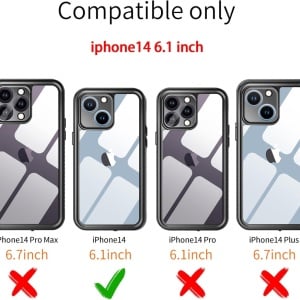 Set de husa de protectiesi folie pentru iPhone 14 Petocase, TPU/sticla securizata, negru, impermeabil, 6,1 inchi