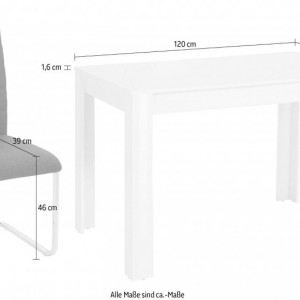 Set de living Lynn/Doris, 4 scaune si o masa, alb/gri antracit, 120 x 80 x 75 cm - Img 4