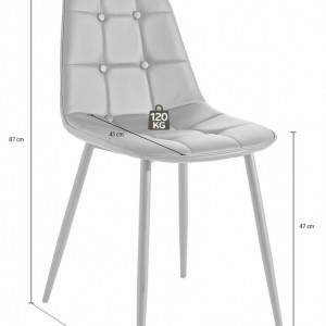 Set de living Sabine/Luna 4 scaune si o masa din lemn/metal/piele sintetica, gri/alb - Img 2