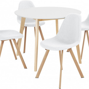 Set de living Veneto / Cody masa + 4 scaune, MDF/tesatura, alb, diamentru 105 cm - Img 7