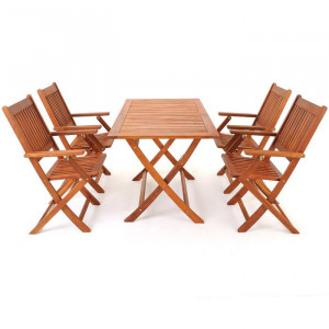 Set de masa si 4 scaune de gradina Aragon, lemn de salcam - Img 4