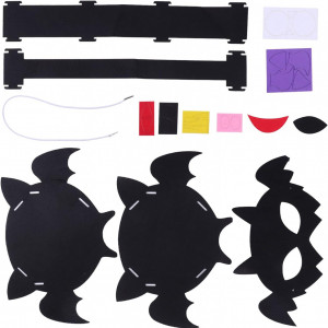 Set de masca si punga pentru dulciuri de Halloween AnJeey, textin, negru, 27,5 x 18 cm / 25 x 13 cm 
