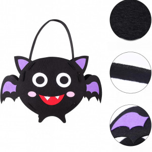 Set de masca si punga pentru dulciuri de Halloween AnJeey, textil, negru, 27,5 x 18 cm / 25 x 13 cm