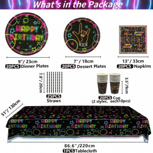Set de petrecere cu 60 de accesorii fluorescente Osugin, latex, hartie, multicolor - Img 8