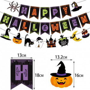 Set de petrecere pentru Halloween ZYOOO, hartie, multicolor, 13 piese - Img 4