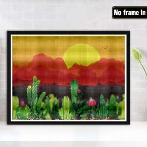 Set de pictura cu diamante Bimkole, model cactusi, multicolor, 30 x 40 cm